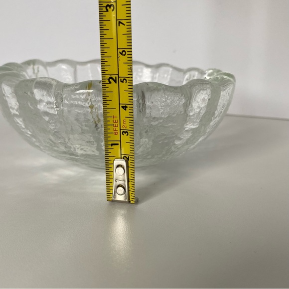 Recycled Glass Bowl Candy Dish 5” Clear Petal Style Flower Shape Heavy Trinket - Picture 8 of 15